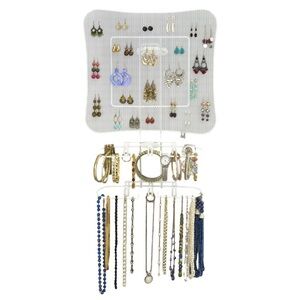 Wall Mounted White Metal Jewelry Valet Wall Organizer Display